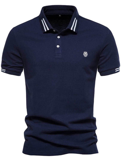 Embroidered Striped Short Sleeve Polo - Purcell's Clothing Company