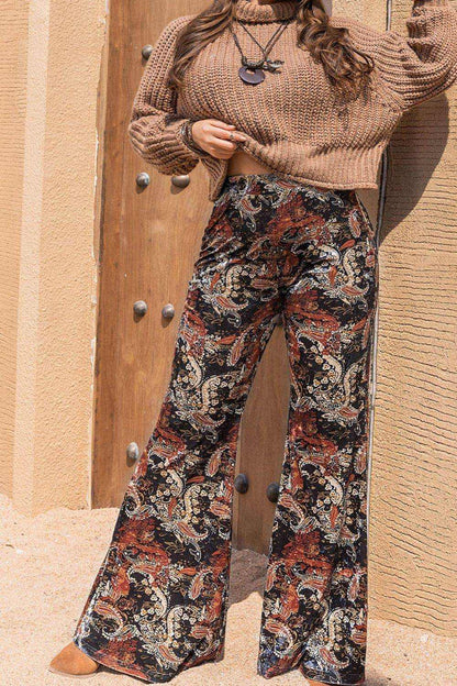 Plus Size Printed Wide Leg Long Pants - Purcell's Clothing Company