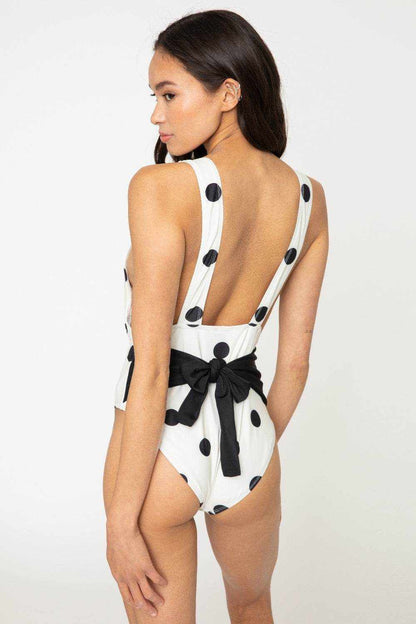 Marina West Swim Beachy Keen Polka Dot Tied Plunge One-Piece Swimsuit - Purcell's Clothing Company
