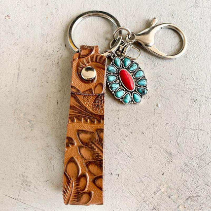 Turquoise Genuine Leather Key Chain - Purcell's Clothing Company