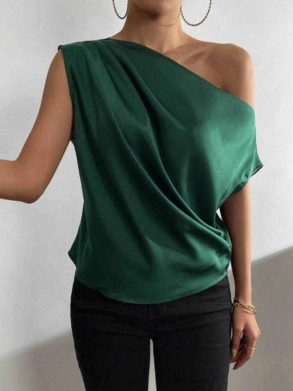 Ruched Single Shoulder Blouse - Purcell's Clothing Company