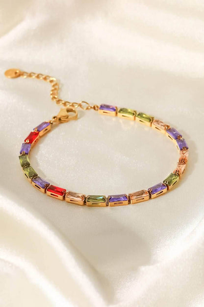 18K Gold Plated Multicolored Cubic Zirconia Bracelet - Purcell's Clothing Company