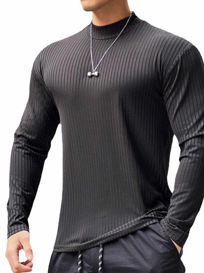 Mock Neck Long Sleeve T-Shirt - Purcell's Clothing Company