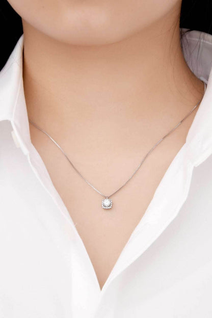 Moissanite Pendant Platinum-Plated Necklace - Purcell's Clothing Company