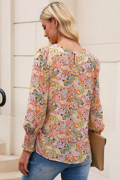 Floral Print Long Puff Sleeve Blouse - Purcell's Clothing Company