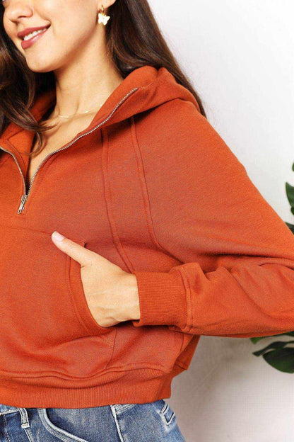 Double Take Half-Zip Long Sleeve Hoodie - Purcell's Clothing Company