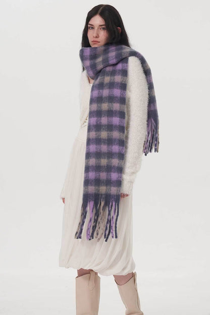 Fringe Plaid Polyester Scarf - Purcell's Clothing Company