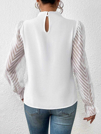 Mock Neck Flounce Sleeve Blouse - Purcell's Clothing Company