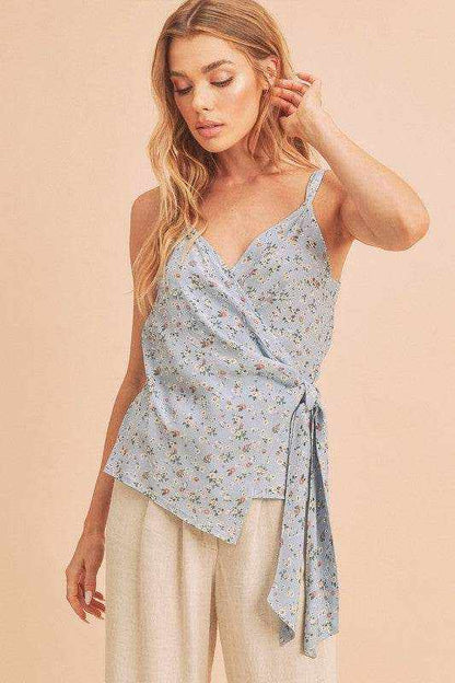 Aemi + Co Ditsy Floral Surplice Adjustable Straps Cami - Purcell's Clothing Company