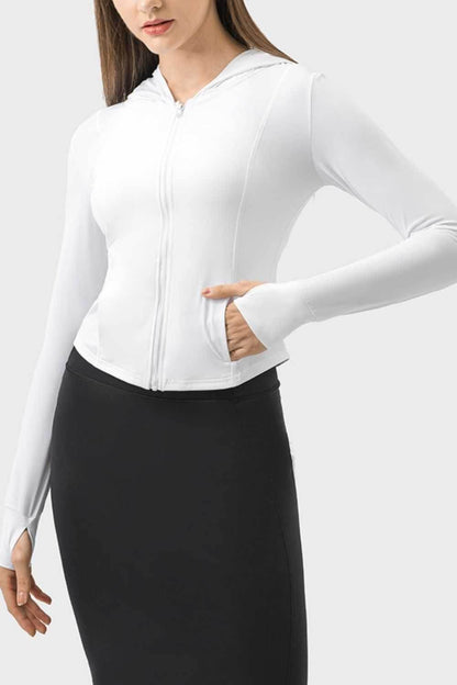 Millennia Pocketed Zip Up Hooded Long Sleeve Active Outerwear - Purcell's Clothing Company