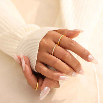 Titanium Steel Inlaid Zircon Ring - Purcell's Clothing Company