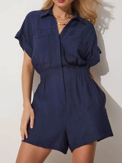 Johnny Collar Short Sleeve Romper - Purcell's Clothing Company