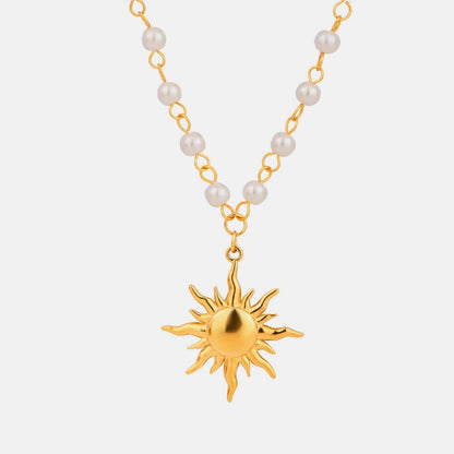 18K Gold-Plated Pearl Sun Necklace - Purcell's Clothing Company