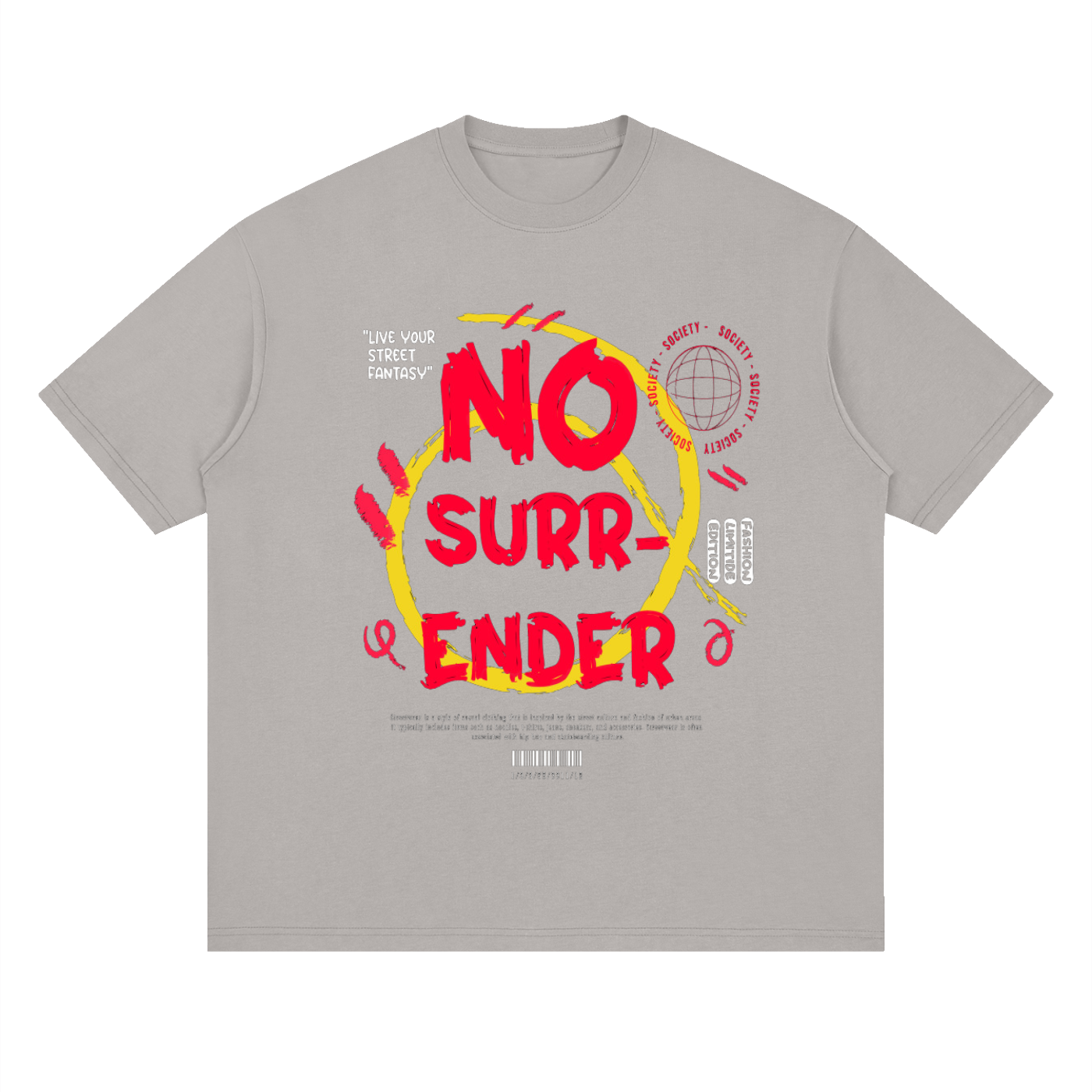No Surrender Streetwear Loose Drop Shoulder T-Shirt