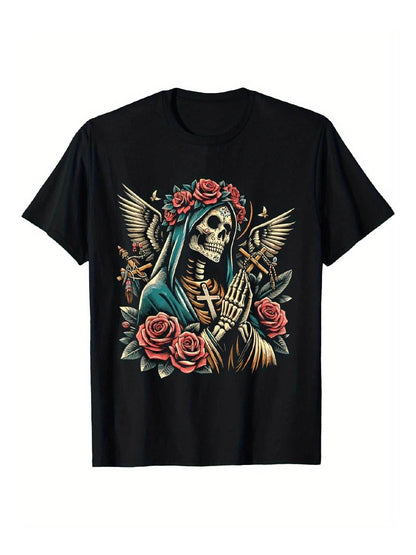 Mother Mary Skeleton W/ Roses Print - Purcell's Clothing Company