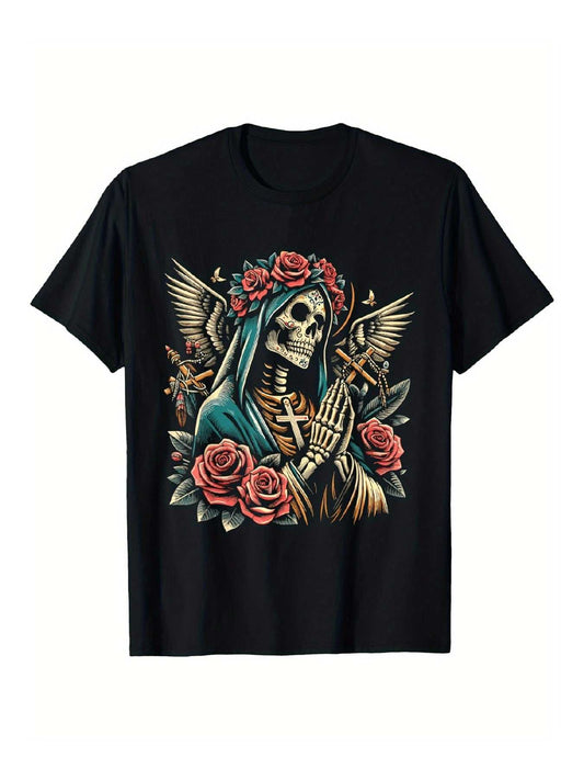 Mother Mary Skeleton W/ Roses Print
