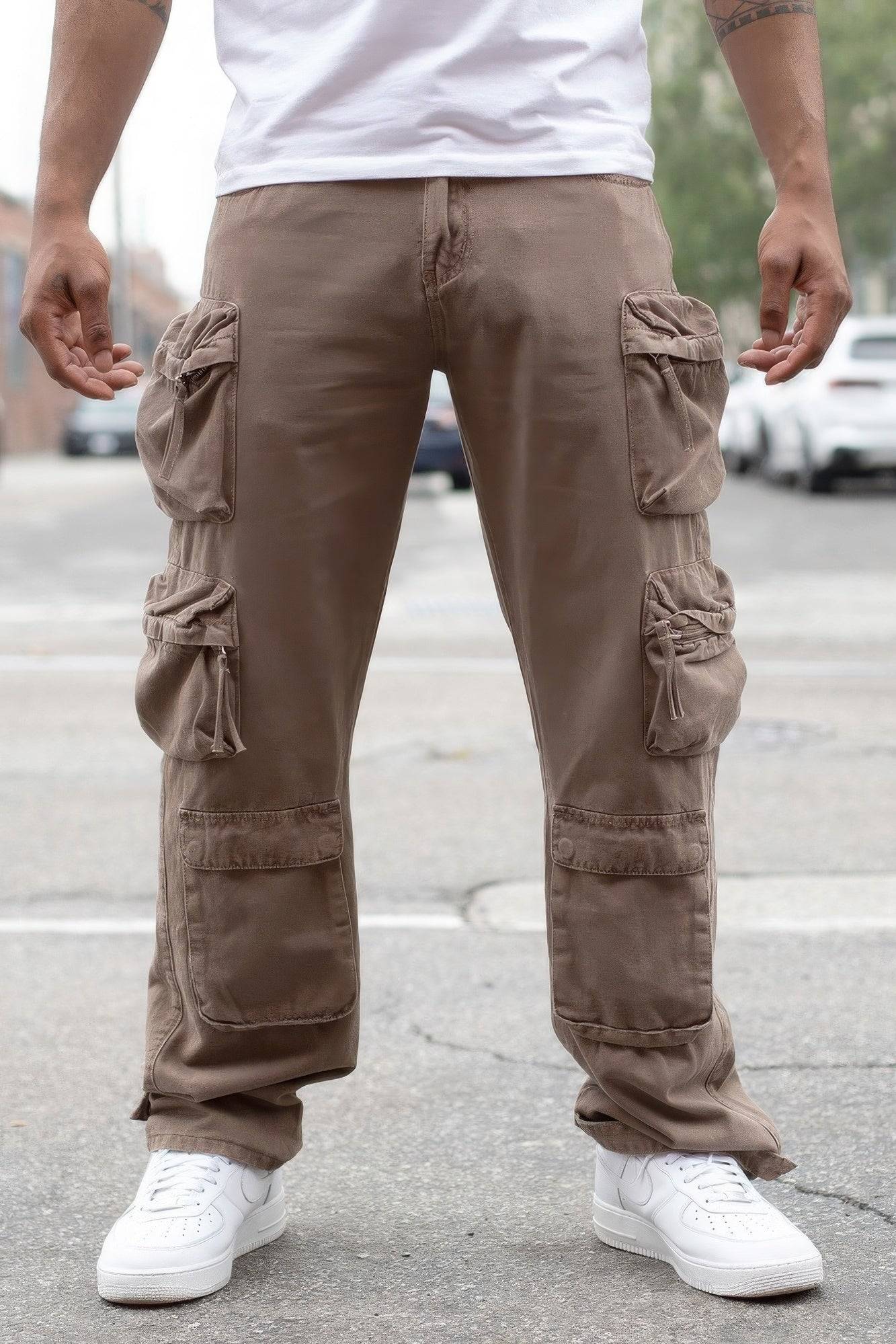 Baggy Fit Cargo Pants for Men in black