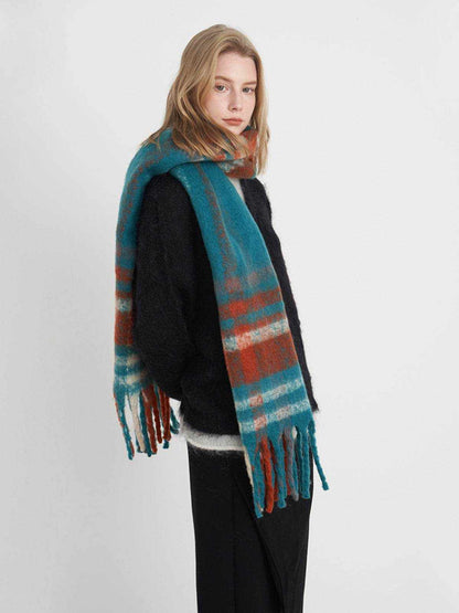Fringe Plaid Polyester Scarf - Purcell's Clothing Company