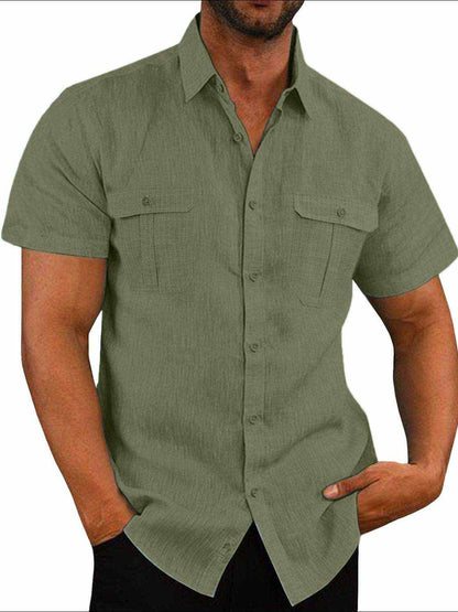 Plus Size Collared Neck Short Sleeve Shirt - Purcell's Clothing Company
