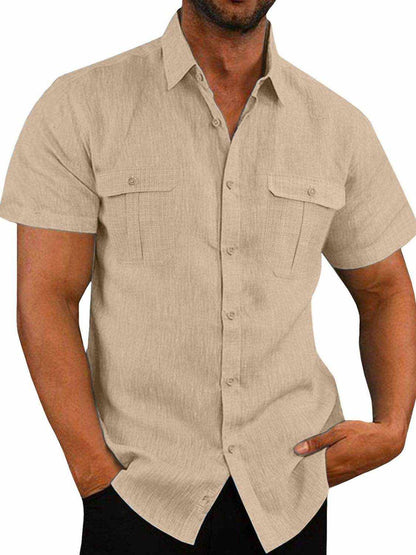 Plus Size Collared Neck Short Sleeve Shirt - Purcell's Clothing Company