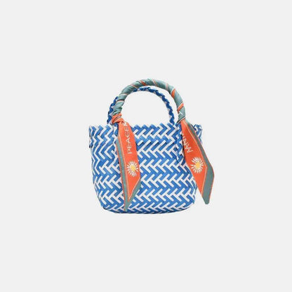 Contrast Woven Handbag with Ribbon - Purcell's Clothing Company