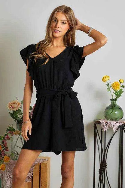 ADORA Ruffle Sleeves Romper with Pockets - Purcell's Clothing Company