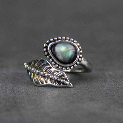 Alloy Moonstone Leaf Bypass Ring - Purcell's Clothing Company
