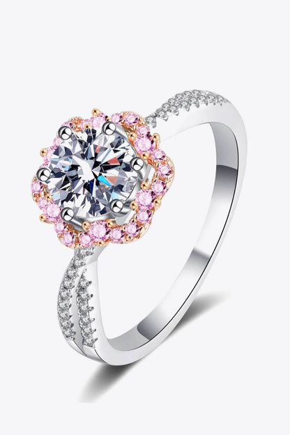 1 Carat Moissanite Flower-Shaped Crisscross Ring - Purcell's Clothing Company
