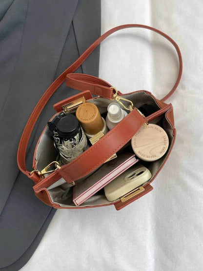 Solid Color Handbag with Removable Strap - Purcell's Clothing Company