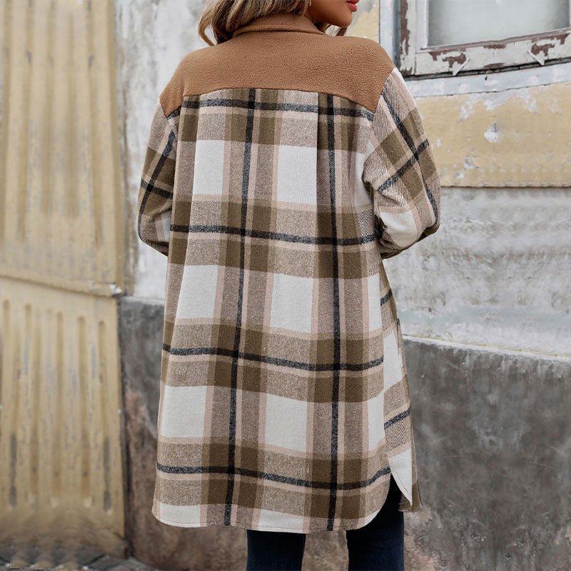 Brushed Plaid Long Coat - Purcell's Clothing Company - 4