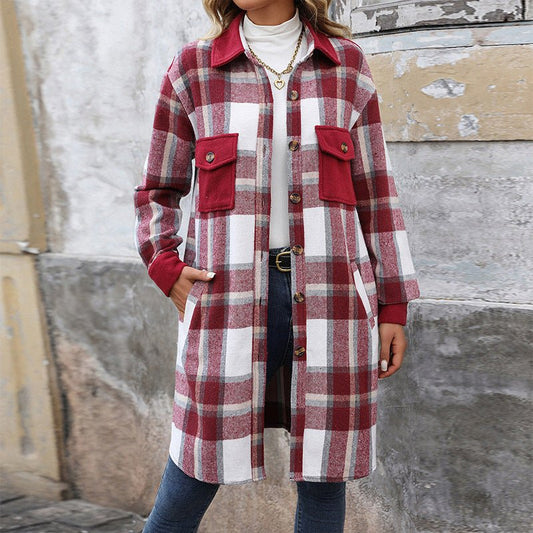 Brushed Plaid Long Coat - Purcell's Clothing Company - 4