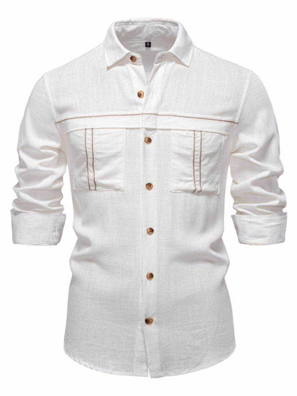 Solid Pattern Button Down Collared Neck Shirt - Purcell's Clothing Company
