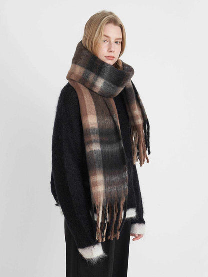 Fringe Plaid Polyester Scarf - Purcell's Clothing Company