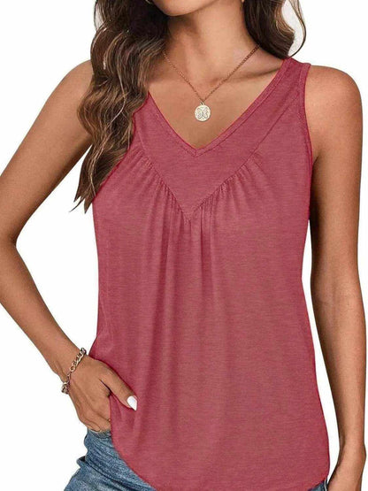 Ruched V-Neck Tank - Purcell's Clothing Company