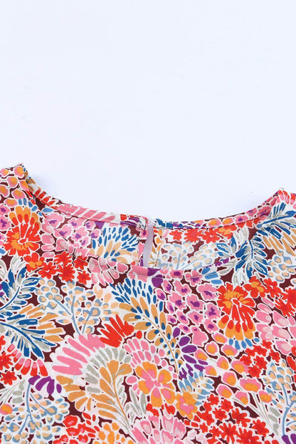Floral Print Long Puff Sleeve Blouse - Purcell's Clothing Company