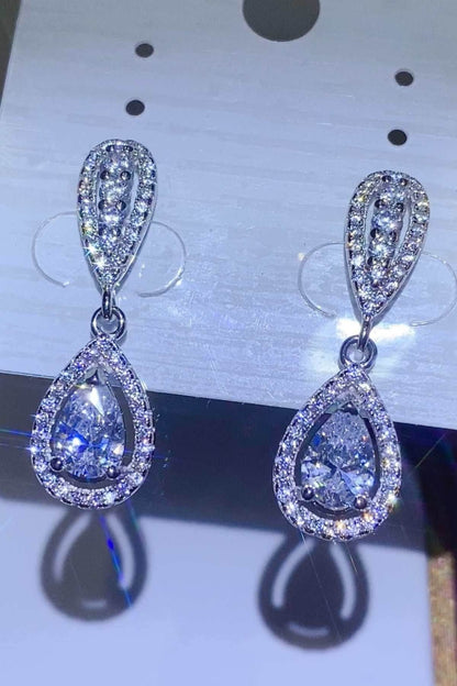 2 Carat Moissanite 925 Sterling Silver Teardrop Earrings - Purcell's Clothing Company