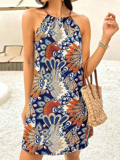 Printed Grecian Neck Mini Dress - Purcell's Clothing Company
