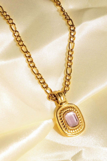 18K Gold Plated Inlaid Rhinestone Pendant Necklace - Purcell's Clothing Company