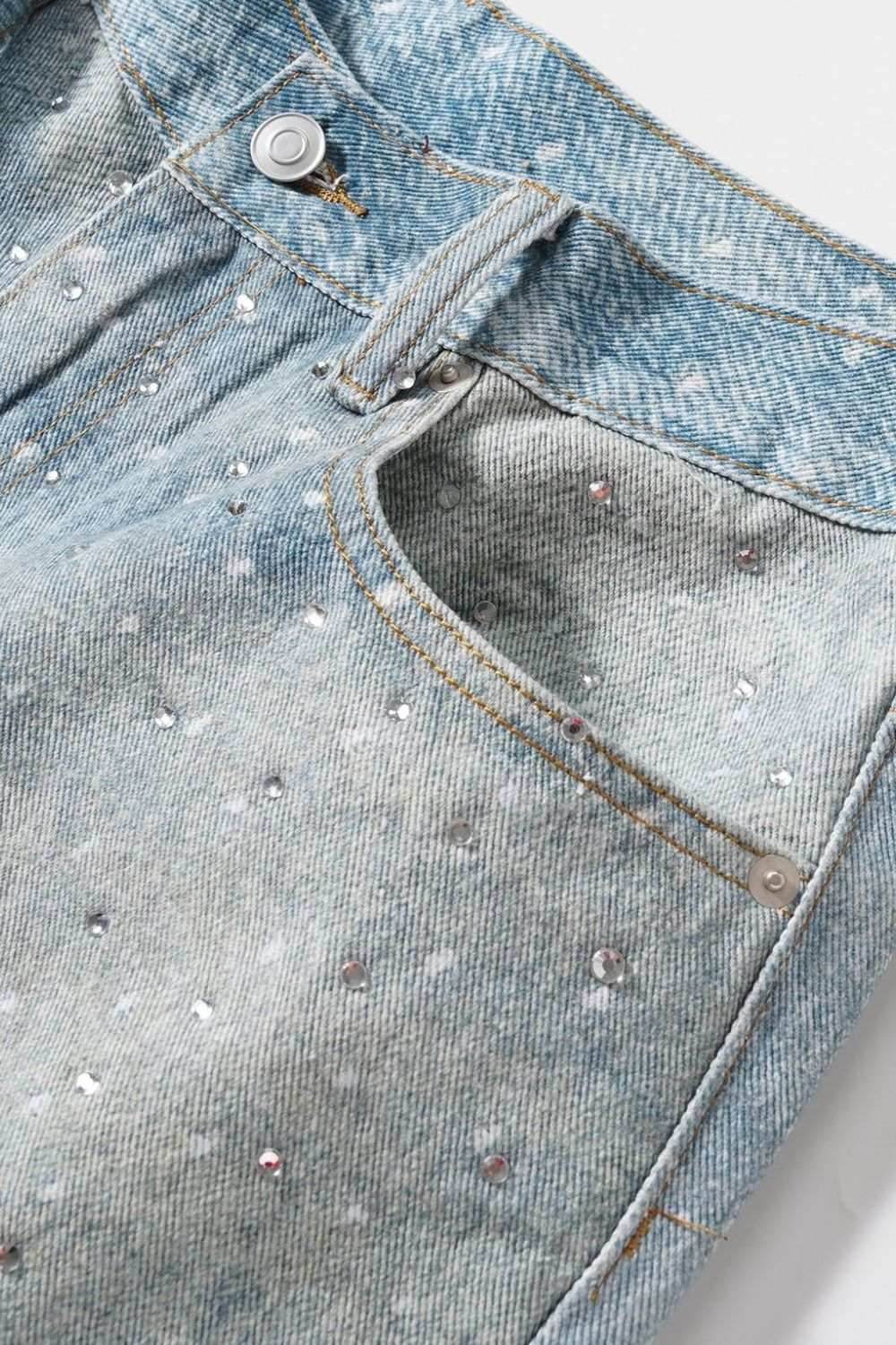 Men's Washed Rhinestone Denim Bermuda Shorts - Purcell's Clothing Company