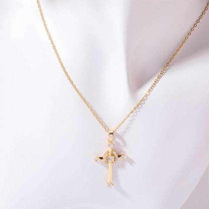 Stainless Steel Inlaid Zircon Cross Necklace - Purcell's Clothing Company