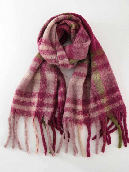 Fringe Plaid Polyester Scarf - Purcell's Clothing Company