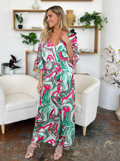 Double Take Full Size Half Sleeve Wide Leg Jumpsuit - Purcell's Clothing Company