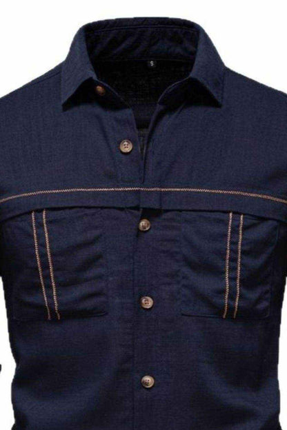 Solid Pattern Button Down Collared Neck Shirt - Purcell's Clothing Company