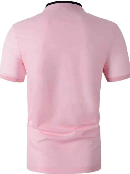 Stand Collar Contrast Short Sleeve Polo - Purcell's Clothing Company