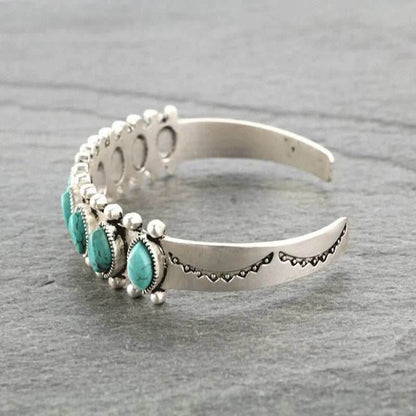 Artificial Turquoise Alloy Open Bracelet - Purcell's Clothing Company