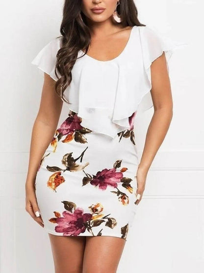 Printed Ruffled Cap Sleeve Mini Dress - Purcell's Clothing Company