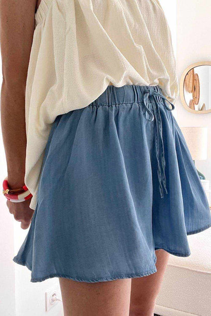 Elastic Waist Wide Leg Denim Shorts - Purcell's Clothing Company