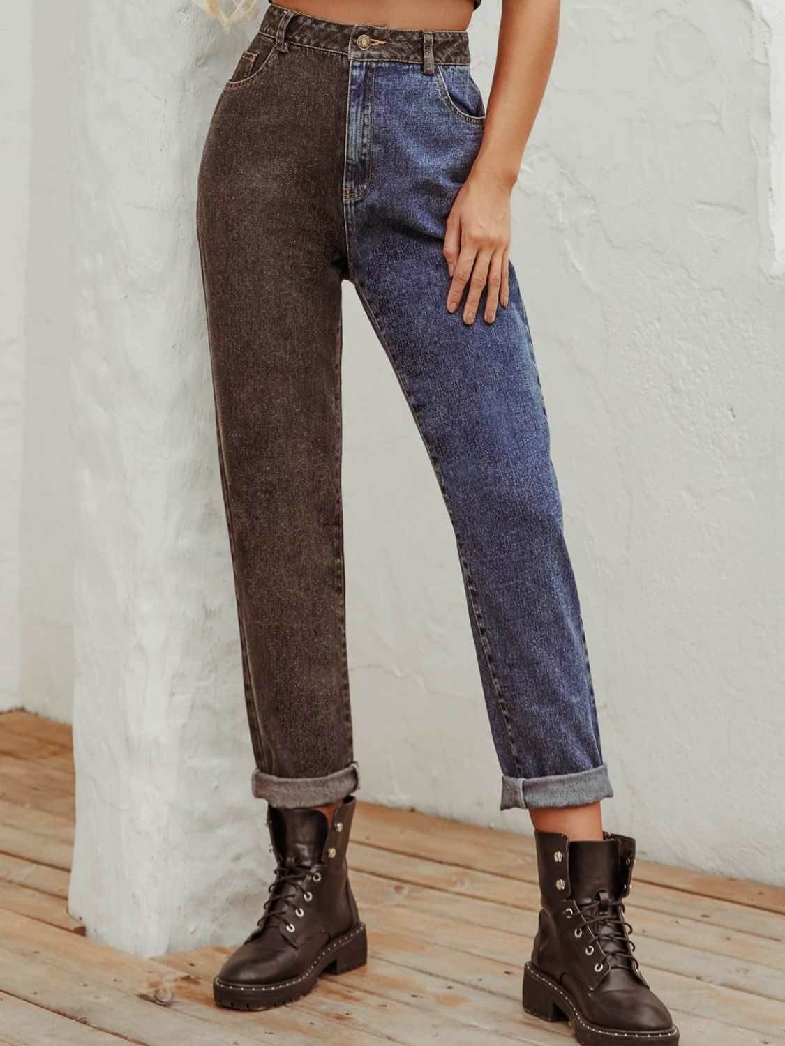 Two Tone Straight Leg Jeans - Purcell's Clothing Company