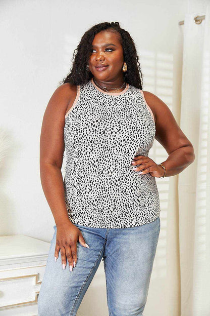 Double Take Printed Round Neck Tank - Purcell's Clothing Company