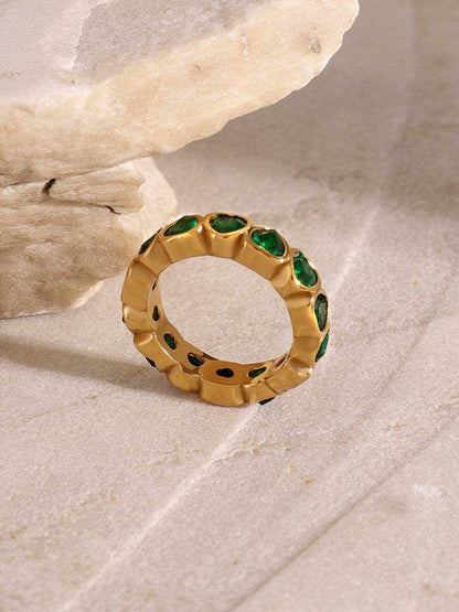 18K Gold-Plated Inlaid Zircon Ring - Purcell's Clothing Company
